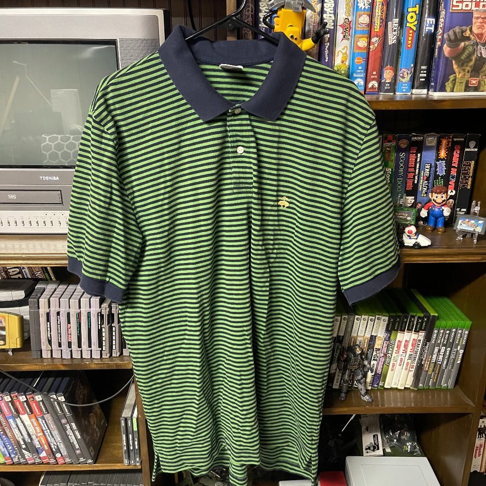 Brooks Brothers Men Size XL Striped Cotton Original Fit Performance Polo Shirt